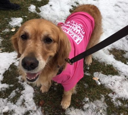 Cali sports a pink t-shirt reading "I support planned parenthood"