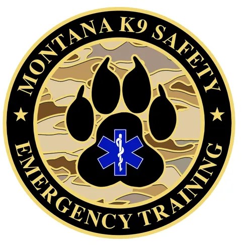 logo for Montana K9 Safety training organization, with paw print and first aid icon